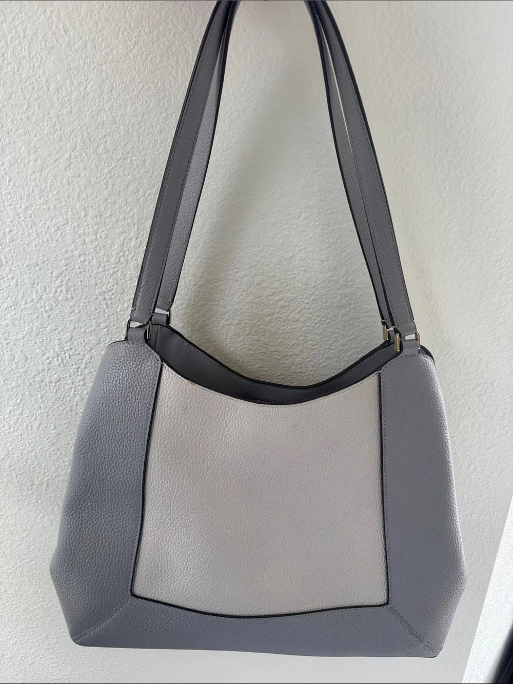 kate spade Two-Tone Gray & Cream Leather Shoulder Bag